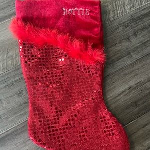 Red Sequin Velvet Christmas Stocking